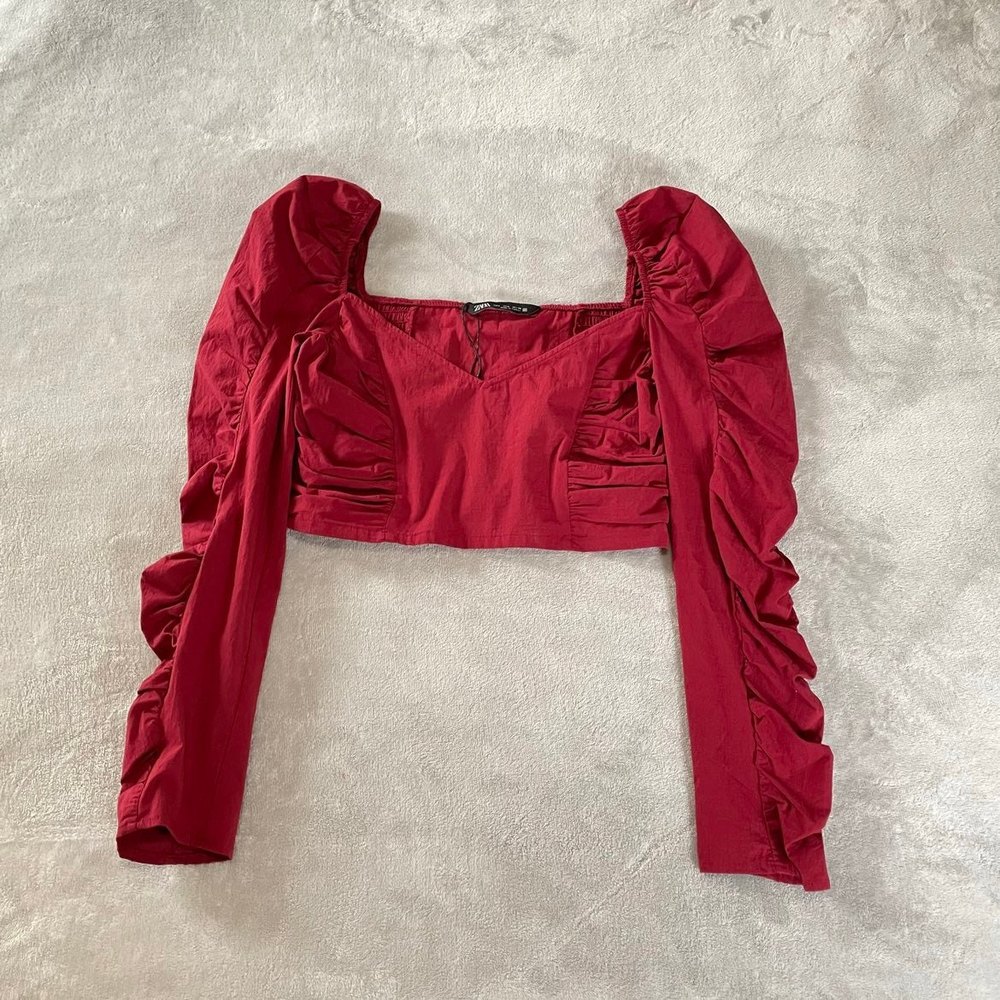 Zara burgandy crop top